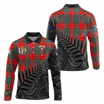 Cheyne Crest Tartan Long Sleeve Polo Shirt with New Zealand Silver Fern Half Style