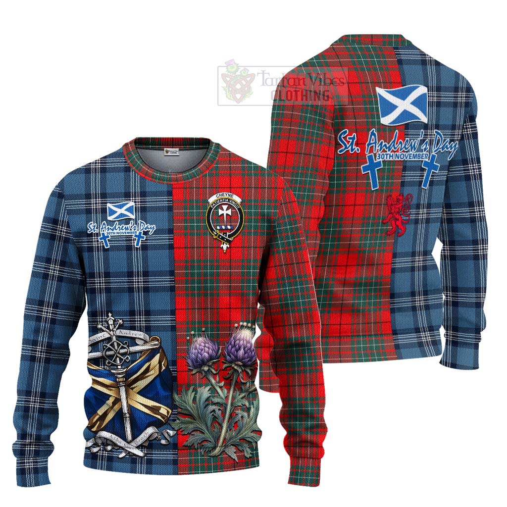 Tartan Vibes Clothing Cheyne Tartan Knitted Sweater Happy St. Andrew's Day Half Tartan Style