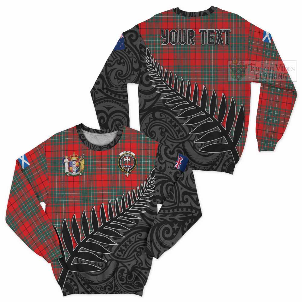 Tartan Vibes Clothing Cheyne Crest Tartan Sweatshirt with New Zealand Silver Fern Half Style