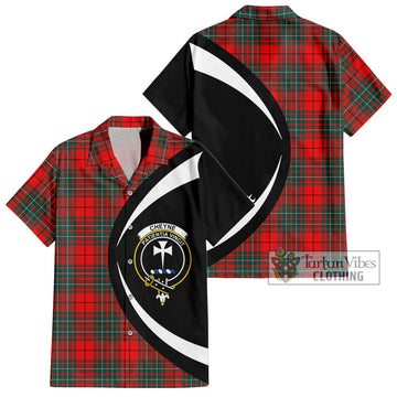 Cheyne Tartan Short Sleeve Button Up with Family Crest Circle Style