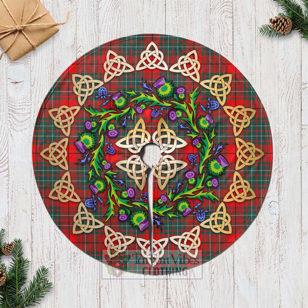 Tartan Vibes Clothing Cheyne Tartan Christmas Tree Skirt with Thistle Celtic Knot Style