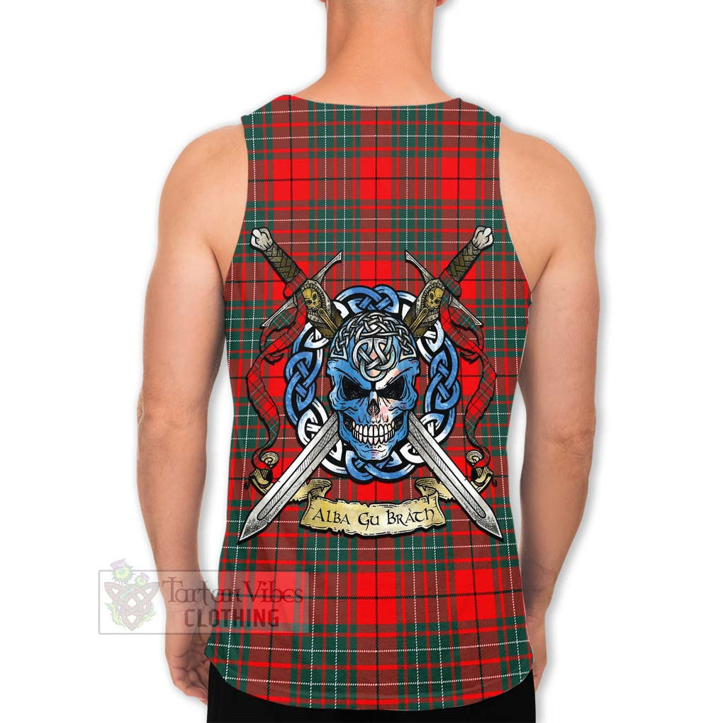 Tartan Vibes Clothing Cheyne Tartan Men's Tank Top with Family Crest Celtic Skull Style