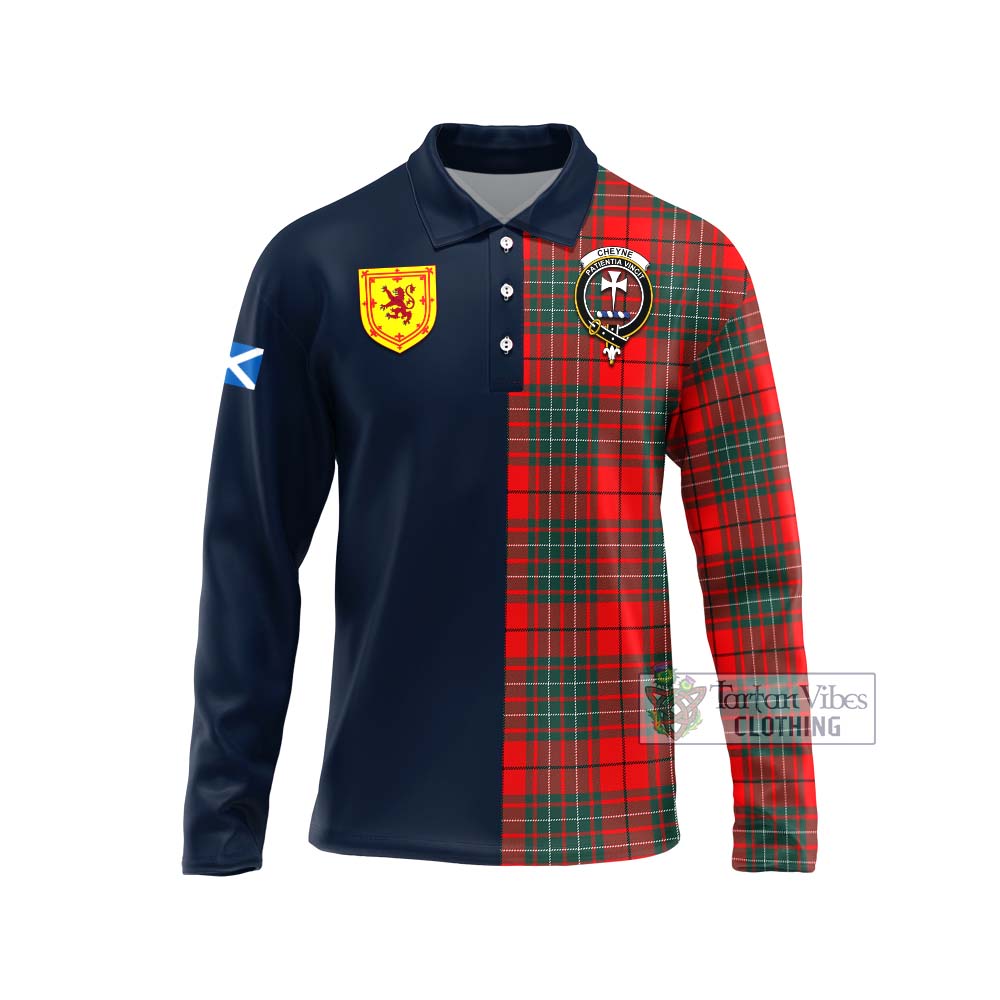 Tartan Vibes Clothing Cheyne Tartan Long Sleeve Polo Shirt with Scottish Lion Royal Arm Half Style