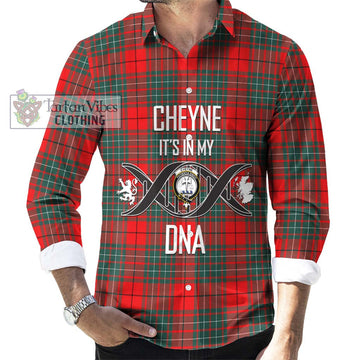 Cheyne Tartan Long Sleeve Button Shirt with Family Crest DNA In Me Style