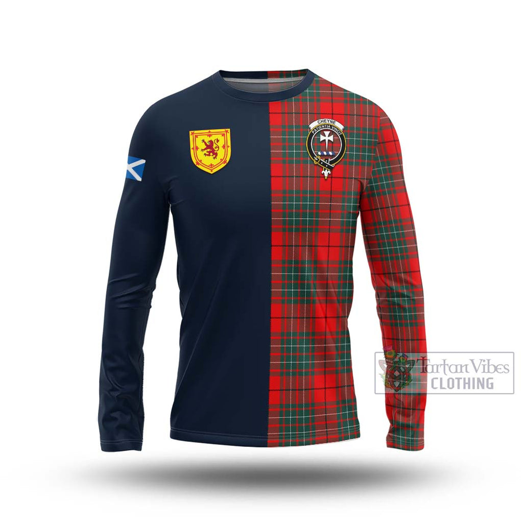 Tartan Vibes Clothing Cheyne Tartan Long Sleeve T-Shirt with Scottish Lion Royal Arm Half Style