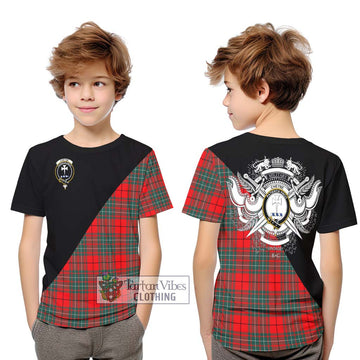 Cheyne Tartan Kid T-Shirt with Family Crest and Military Logo Style