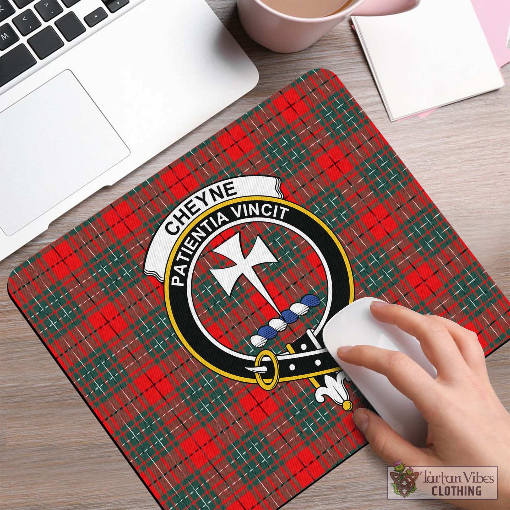 Tartan Vibes Clothing Cheyne Tartan Mouse Pad with Family Crest