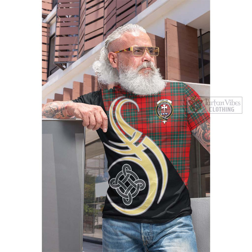 Tartan Vibes Clothing Cheyne Tartan Cotton T-shirt with Family Crest and Celtic Symbol Style