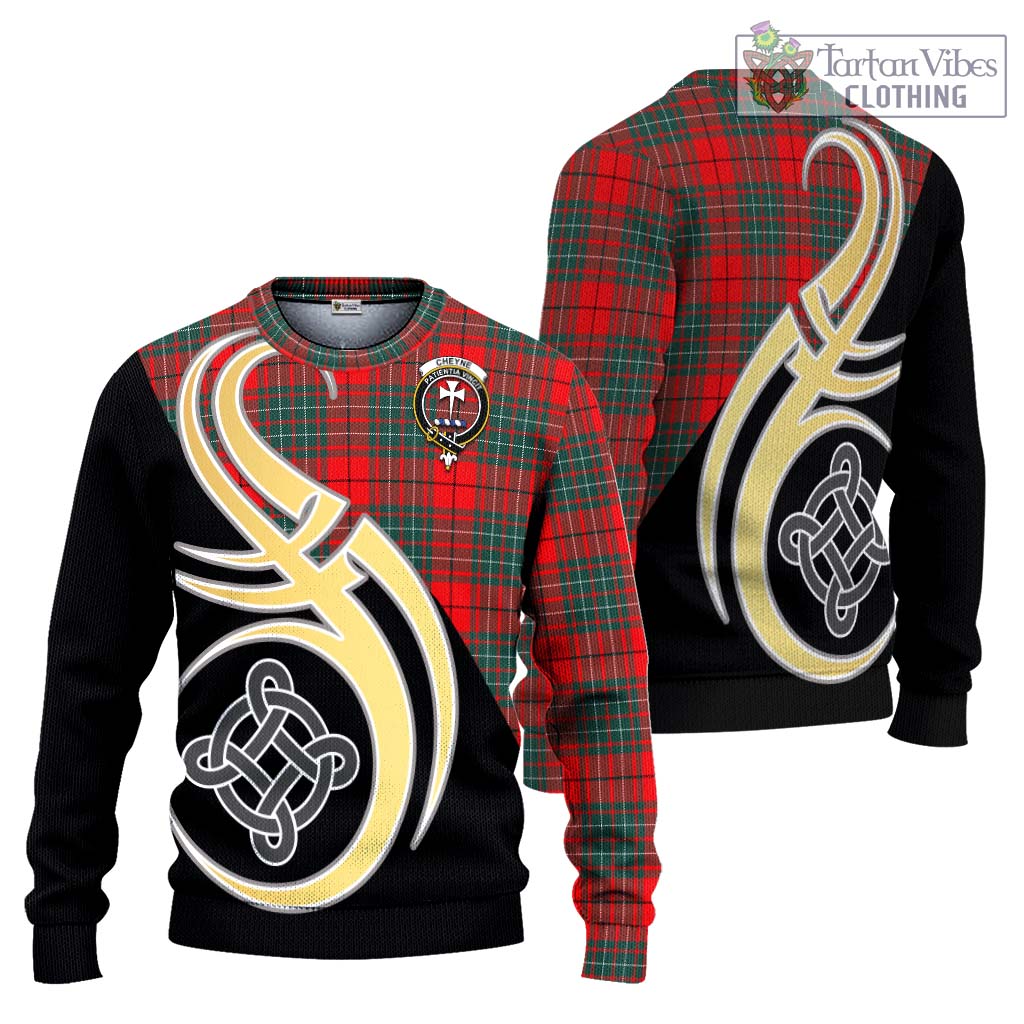 Cheyne Tartan Knitted Sweater with Family Crest and Celtic Symbol Style Unisex - Tartan Vibes Clothing