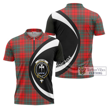 Cheyne Tartan Zipper Polo Shirt with Family Crest Circle Style