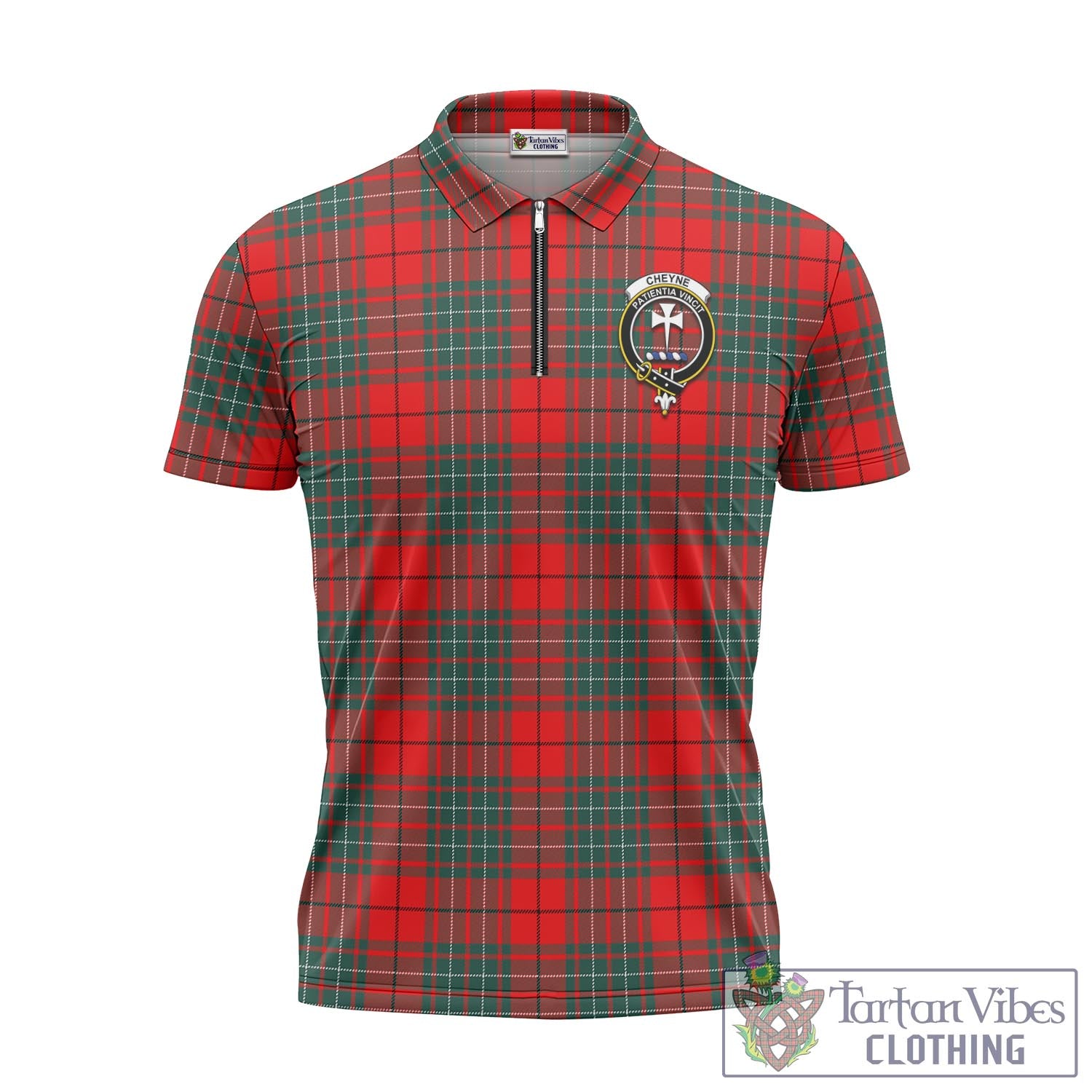 Tartan Vibes Clothing Cheyne Tartan Zipper Polo Shirt with Family Crest