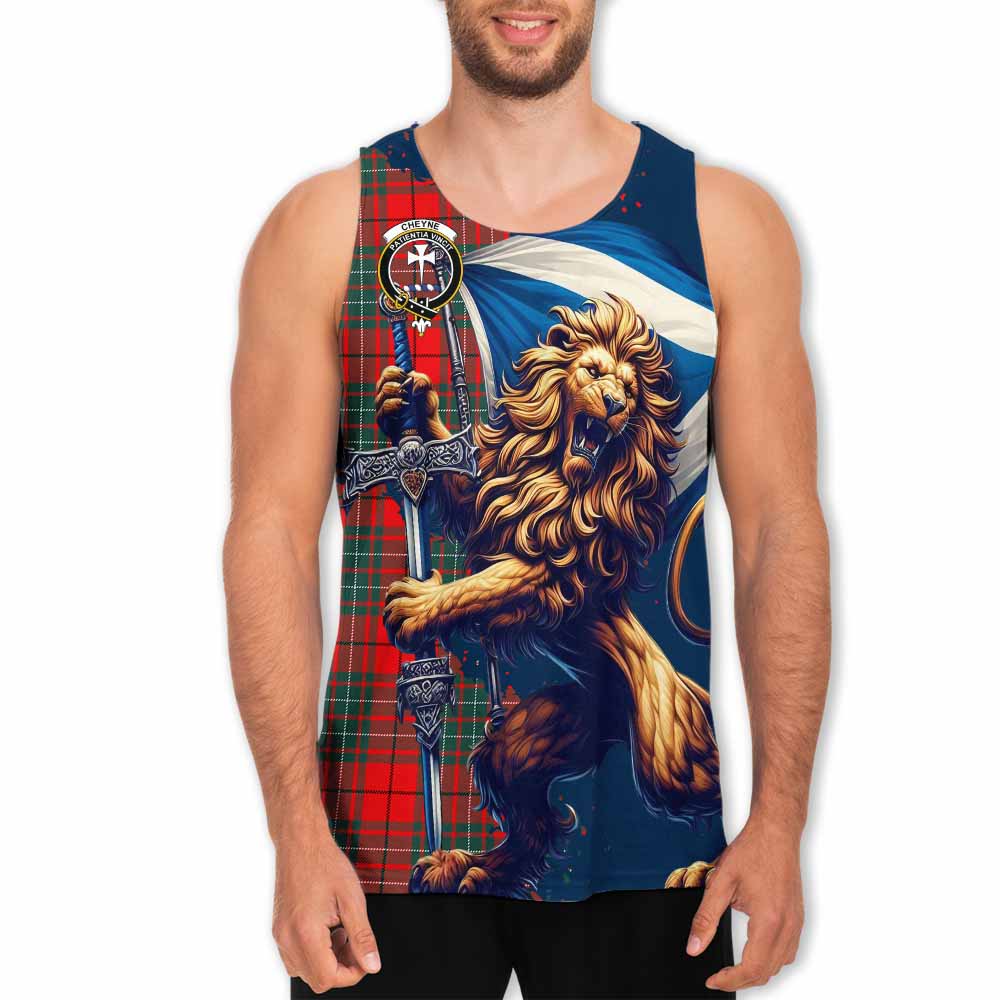 Tartan Vibes Clothing Cheyne Tartan Family Crest Men's Tank Top with Scottish Majestic Lion