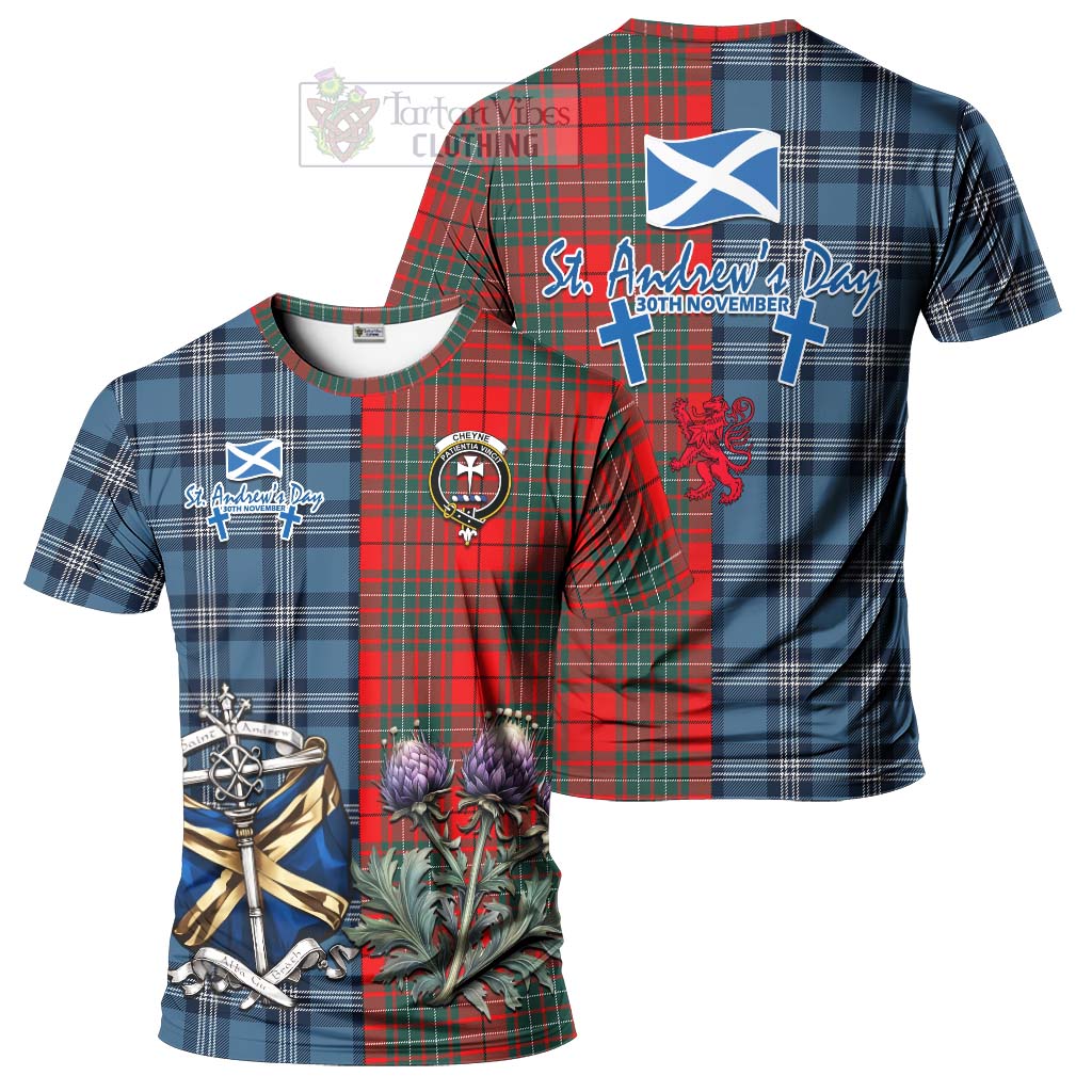 Tartan Vibes Clothing Cheyne Tartan T-Shirt Happy St. Andrew's Day Half Tartan Style