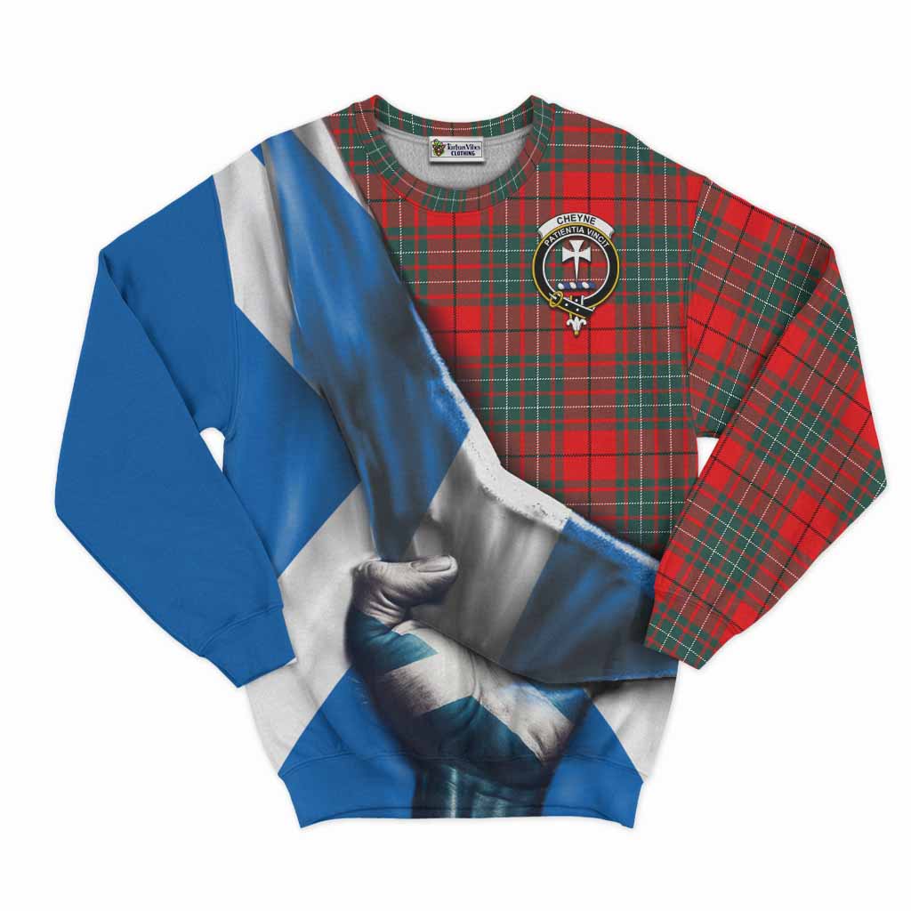 Tartan Vibes Clothing Cheyne Tartan Sweatshirt with Family Crest Scotland Patriotic Style