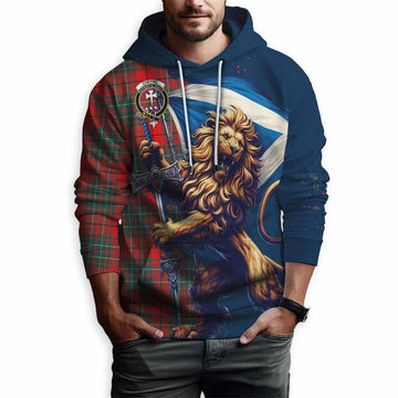 Cheyne Tartan Family Crest Hoodie with Scottish Majestic Lion