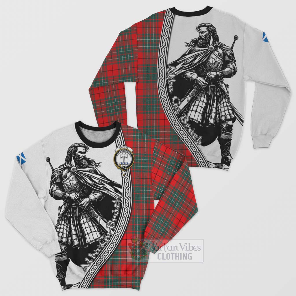 Cheyne Tartan Clan Crest Sweatshirt with Highlander Warrior Celtic Style Unisex - Tartan Vibes Clothing