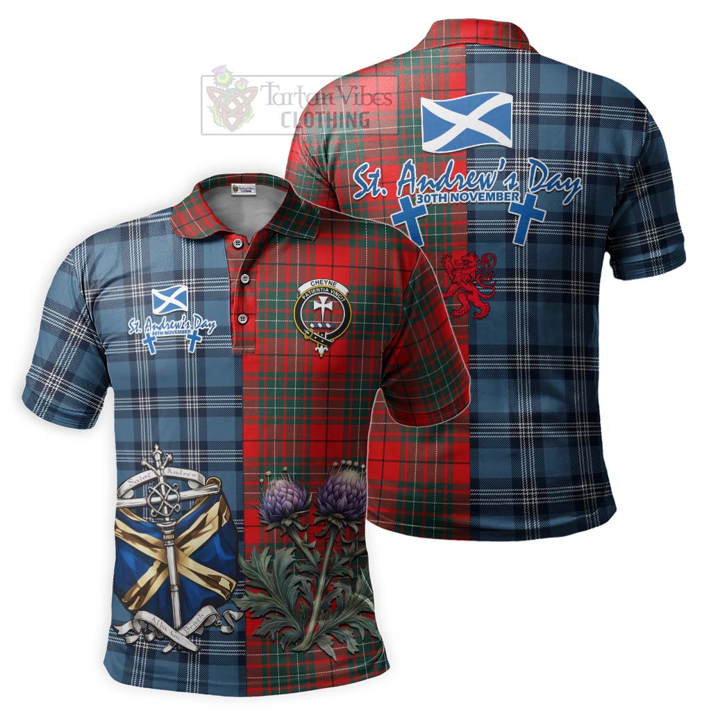 Tartan Vibes Clothing Cheyne Tartan Polo Shirt Happy St. Andrew's Day Half Tartan Style