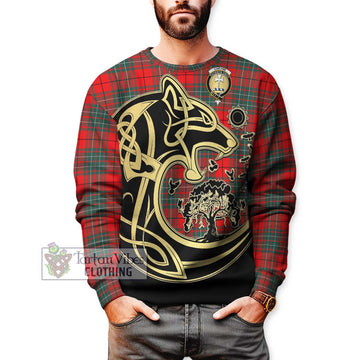 Cheyne Tartan Sweatshirt with Family Crest Celtic Wolf Style