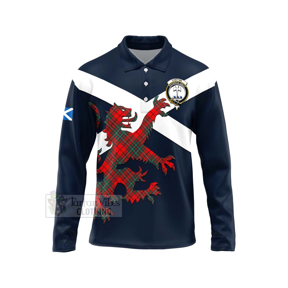 Tartan Vibes Clothing Cheyne Tartan Lion Rampant Long Sleeve Polo Shirt – Proudly Display Your Heritage with Alba Gu Brath and Clan Name