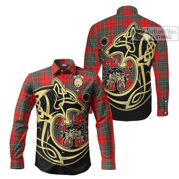 Cheyne Tartan Long Sleeve Button Shirt with Family Crest Celtic Wolf Style