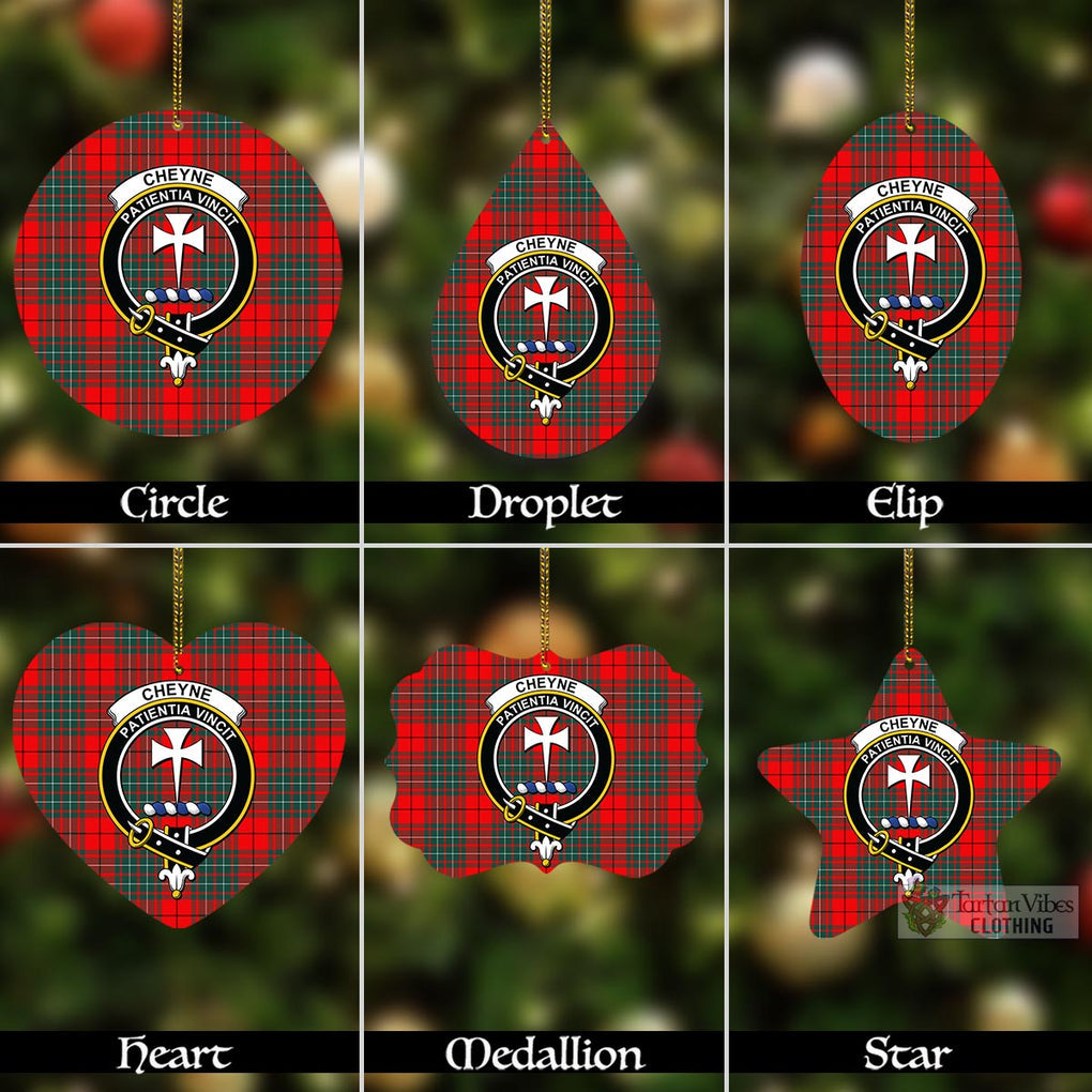 Tartan Vibes Clothing Cheyne Tartan Christmas Aluminium Ornament with Family Crest