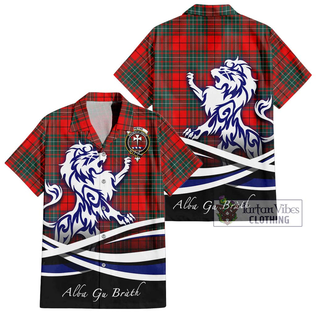 Cheyne Tartan Short Sleeve Button Shirt with Alba Gu Brath Regal Lion Emblem Kid - Tartanvibesclothing Shop