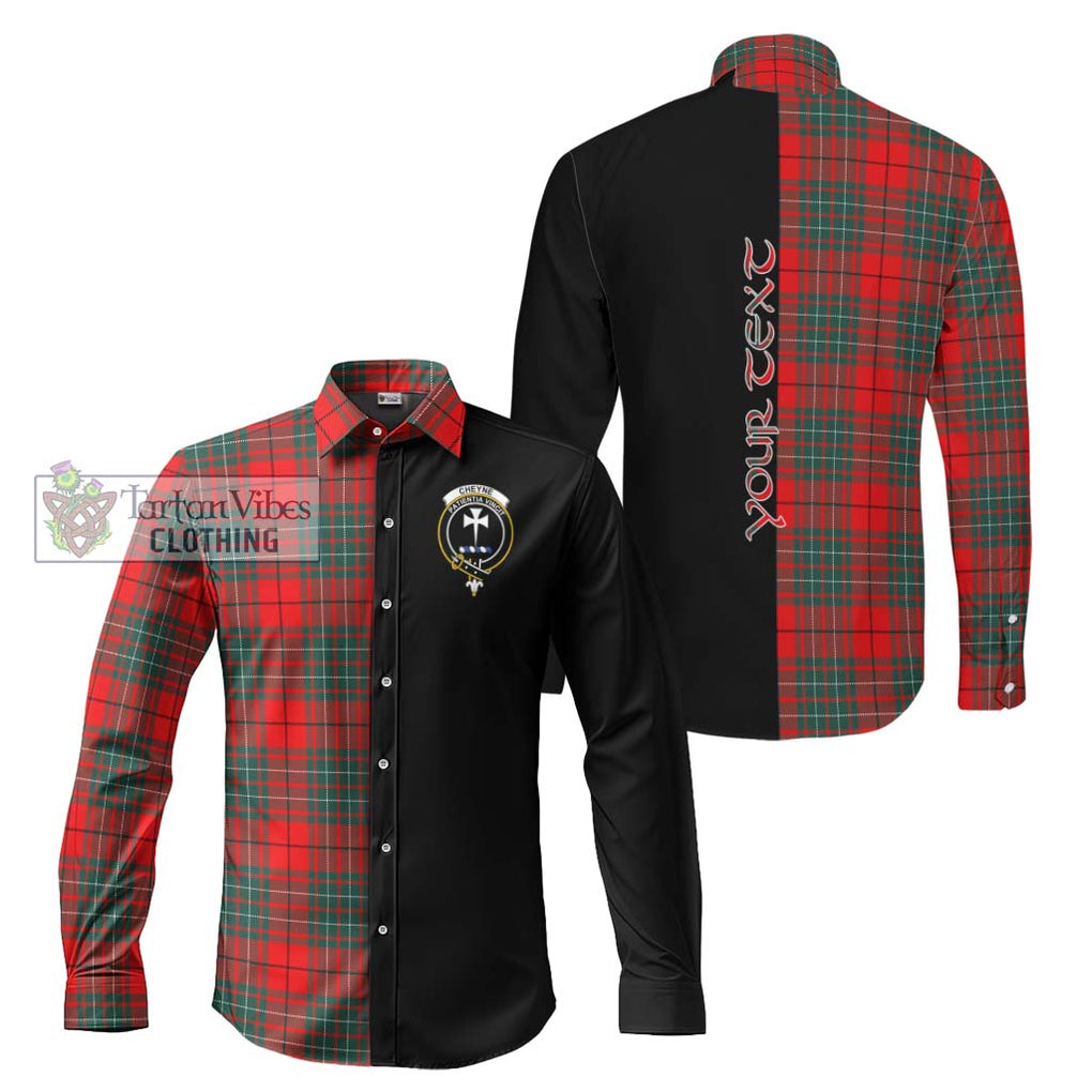 Cheyne Tartan Long Sleeve Button Shirt with Family Crest and Half Of Me Style Men's Shirt S - Tartanvibesclothing Shop