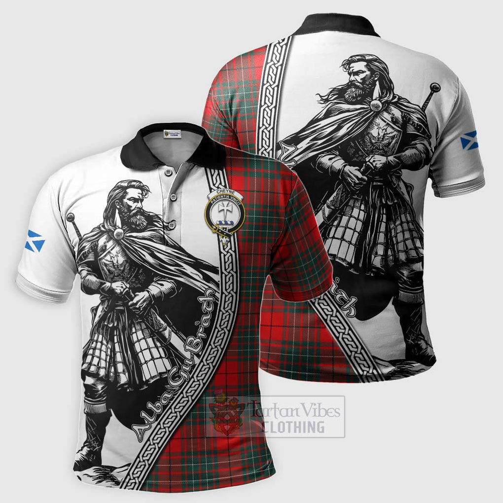 Tartan Vibes Clothing Cheyne Tartan Clan Crest Polo Shirt with Highlander Warrior Celtic Style