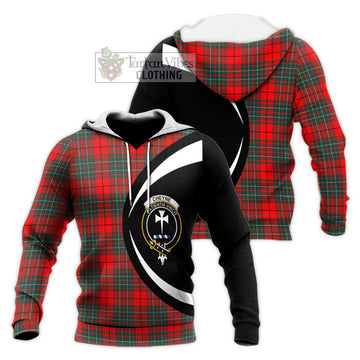 Cheyne Tartan Knitted Hoodie with Family Crest Circle Style