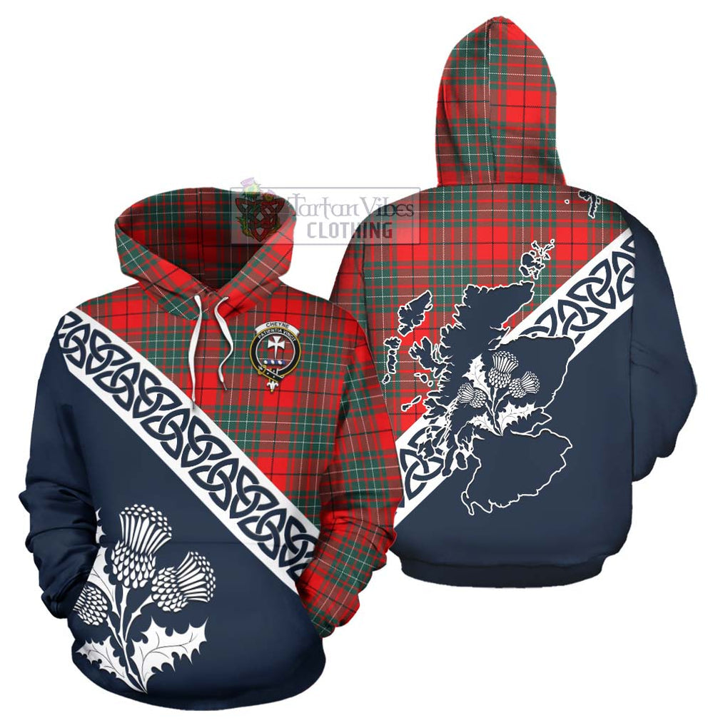 Tartan Vibes Clothing Cheyne Tartan Hoodie Featuring Thistle and Scotland Map