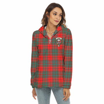 Cheyne Tartan Crest Women's Borg  Half Zip Fleece Hoodie