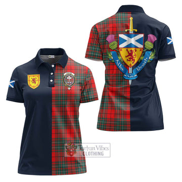 Cheyne Tartan Women's Polo Shirt Alba with Scottish Lion Royal Arm Half Style