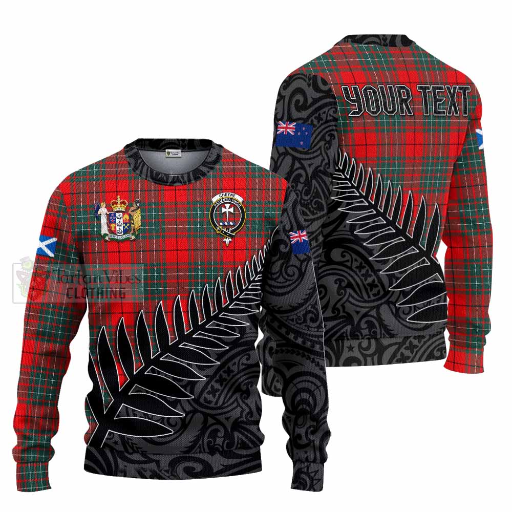 Tartan Vibes Clothing Cheyne Crest Tartan Knitted Sweater with New Zealand Silver Fern Half Style