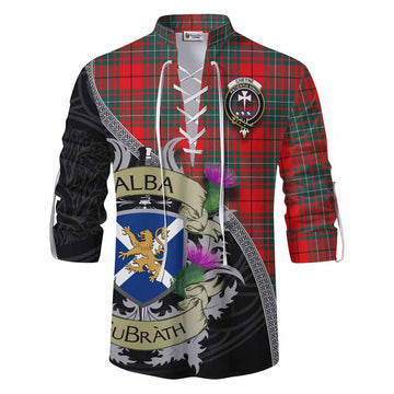 Cheyne Tartan Family Crest Ghillie Kilt Shirt Lion Rampant Royal Thistle Shield Celtic Inspired Men - Tartan Vibes Clothing
