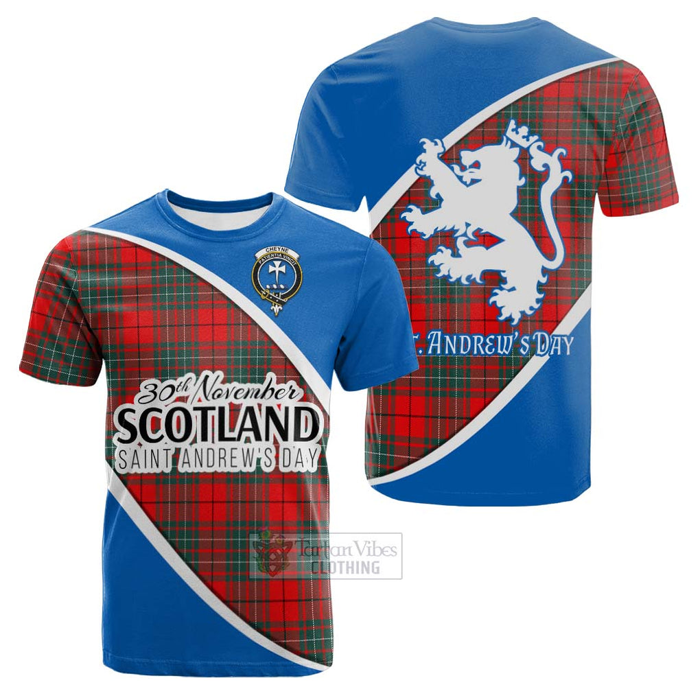 Tartan Vibes Clothing Cheyne Family Crest Tartan Cotton T-shirt Celebrate Saint Andrew's Day in Style