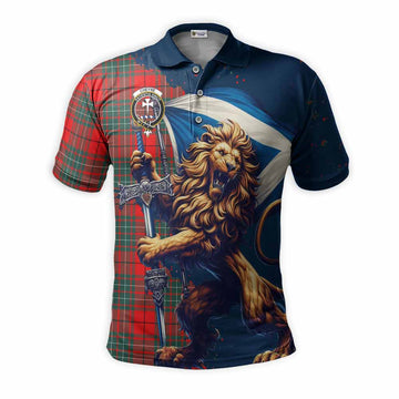 Cheyne Tartan Family Crest Men's Polo Shirt with Scottish Majestic Lion