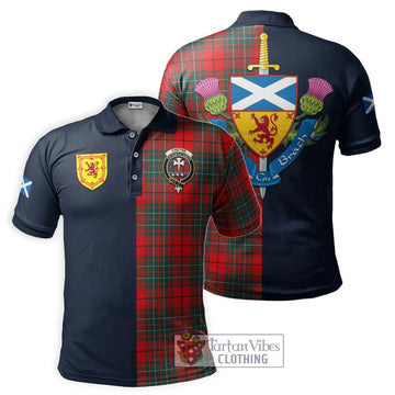 Cheyne Tartan Polo Shirt Alba with Scottish Lion Royal Arm Half Style