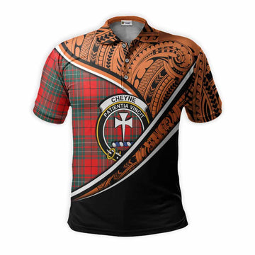 Cheyne Crest Tartan Polo Shirt with Polynesian Vibes Style - Orange Version