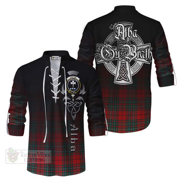 Cheyne Tartan Ghillie Kilt Shirt Featuring Alba Gu Brath Family Crest Celtic Inspired Men - Tartan Vibes Clothing
