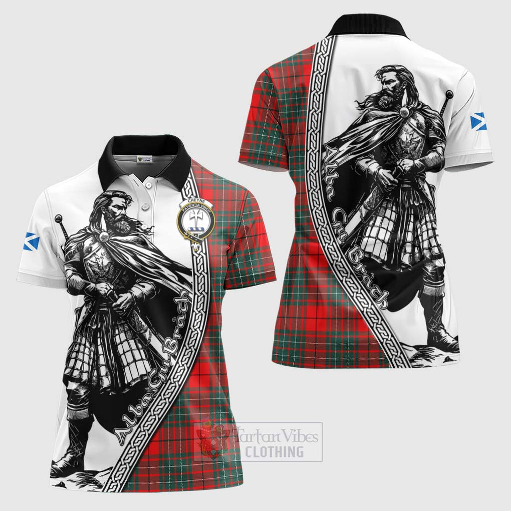 Tartan Vibes Clothing Cheyne Tartan Clan Crest Women's Polo Shirt with Highlander Warrior Celtic Style