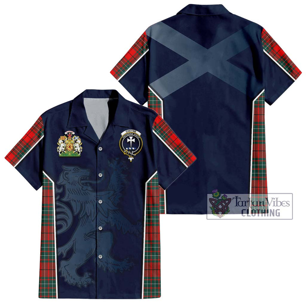 Cheyne Tartan Short Sleeve Button Shirt with Family Crest and Lion Rampant Vibes Sport Style Kid - Tartan Vibes Clothing