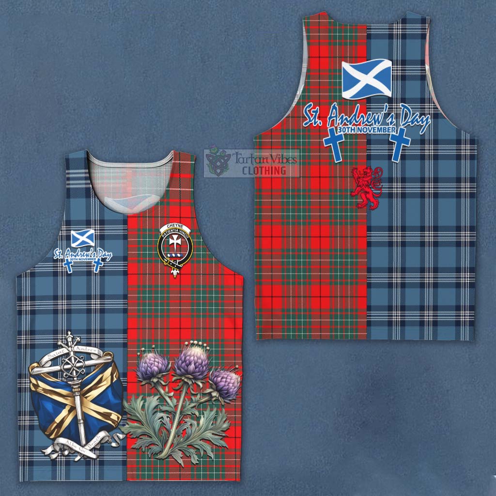 Tartan Vibes Clothing Cheyne Tartan Men's Tank Top Happy St. Andrew's Day Half Tartan Style