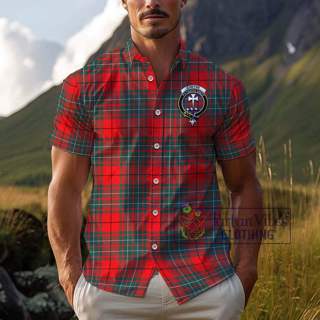 Cheyne Tartan Cotton Hawaiian Shirt with Family Crest Adult - Tartan Vibes Clothing