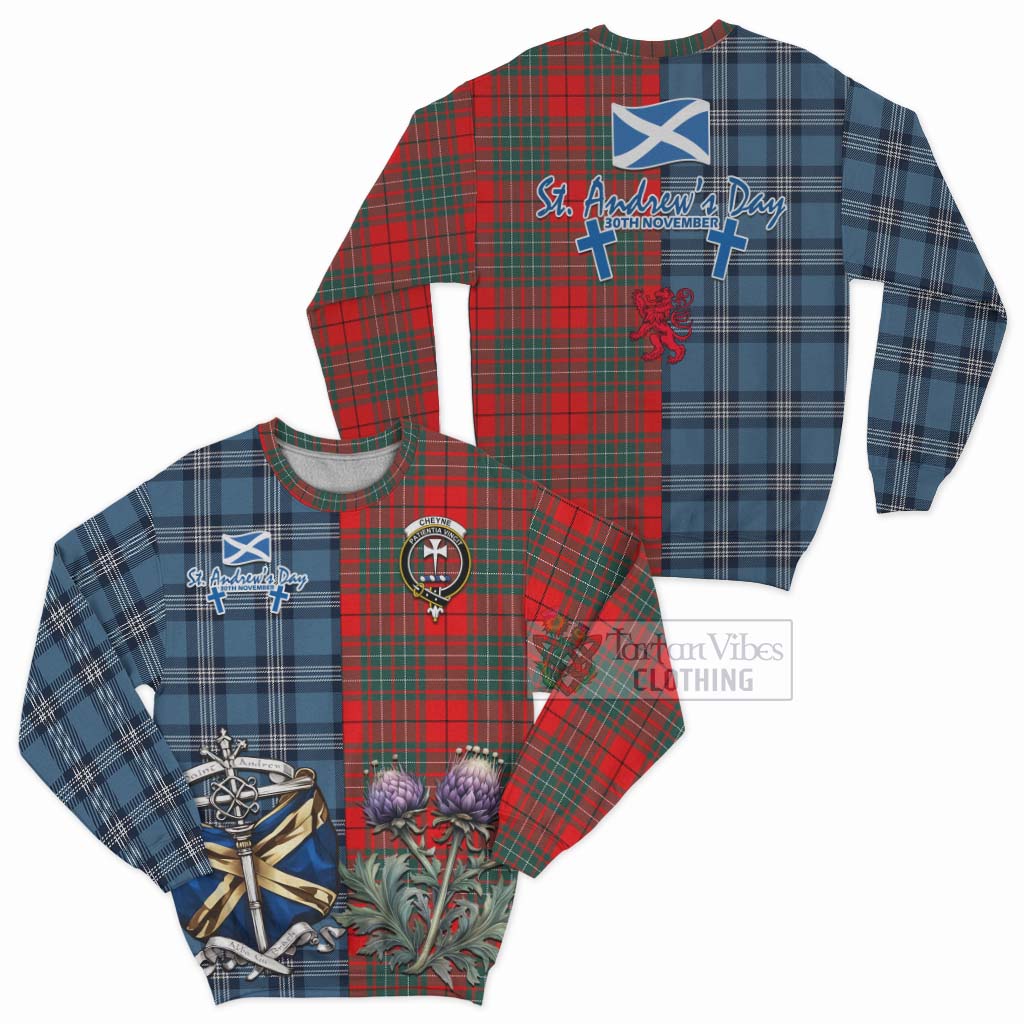 Tartan Vibes Clothing Cheyne Tartan Sweatshirt Happy St. Andrew's Day Half Tartan Style