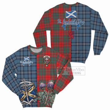 Cheyne Tartan Sweatshirt Happy St. Andrew's Day Half Tartan Style