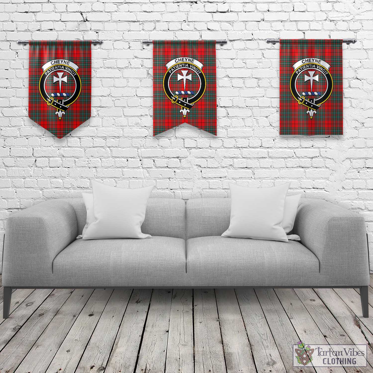 Tartan Vibes Clothing Cheyne Tartan Gonfalon, Tartan Banner with Family Crest