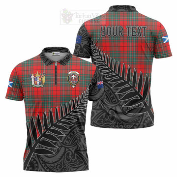 Cheyne Crest Tartan Zipper Polo Shirt with New Zealand Silver Fern Half Style