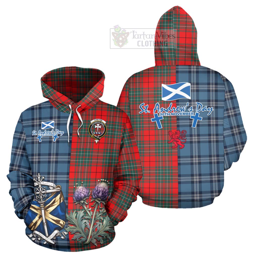 Tartan Vibes Clothing Cheyne Tartan Hoodie Happy St. Andrew's Day Half Tartan Style