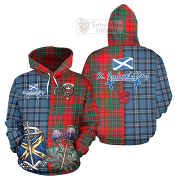 Cheyne Tartan Hoodie Happy St. Andrew's Day Half Tartan Style