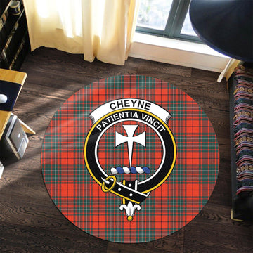 Cheyne Tartan Round Rug with Family Crest